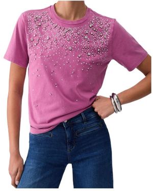 Liu Jo Embellished Round-Neck T-Shirt - Purple