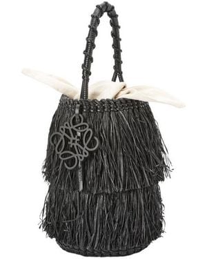 Loewe Frayed Bucket Bag - Black