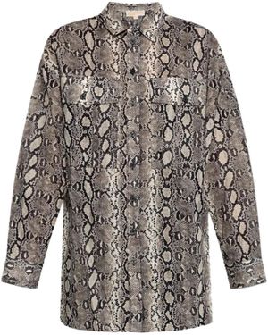 MICHAEL Michael Kors Long Sleeve Oversized Snake Shirt - Gray
