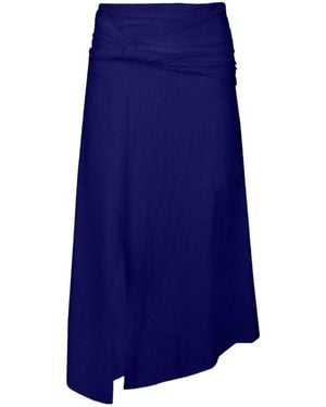Victoria Beckham Twist-Front Ribbed Skirt - Blue