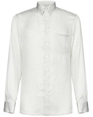 Lardini Long Sleeved Striped Buttoned Shirt - White