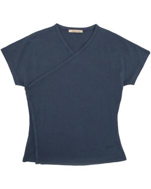 Paloma Wool Olimpia Wrap-Neck T-Shirt - Blue