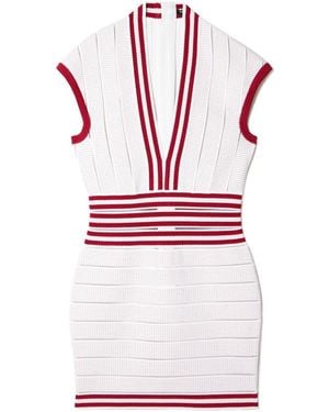 Balmain Ribbed-Knit Bodycon Dress - Red