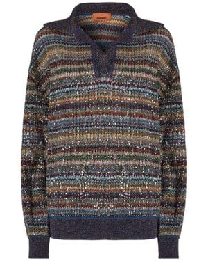 Missoni Sequin-Embellished Striped Sweater - Gray