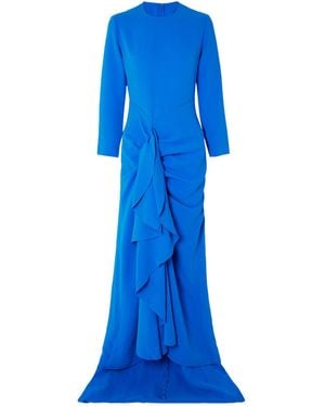Solace London Nia Ruffled Crepe Gown - Blue