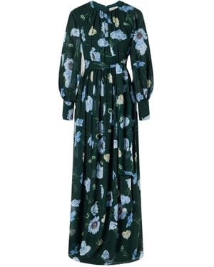 Erdem Dark Floral Maxi Dress - Green