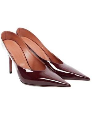 AMINA MUADDI Patent Leather Mules - Brown