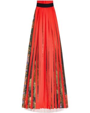 Dries Van Noten Printed Pleated Dress - Red
