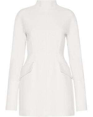 Sportmax High-Neck Flap-Pocket Dress - White