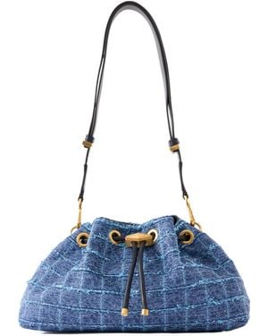 Jimmy Choo Tweed Drawstring Bucket Bag - Blue