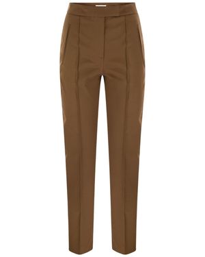 Pt Pantaloni Pt Torino Frida Pleated Slim-Fit Pants - Brown
