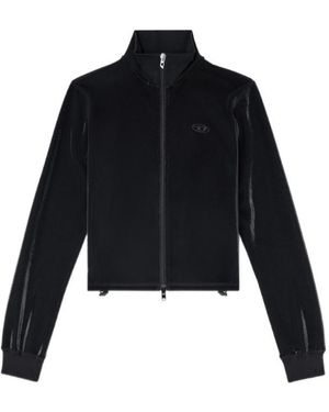 DIESEL Zipped Sweatshirt With Shiny Piquet Effect - Blue
