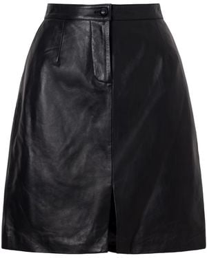 Blazé Milano Popeye Leather Midi Skirt - Black
