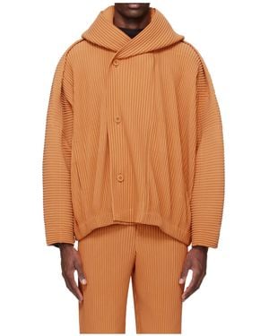 Homme Plissé Issey Miyake Pleated Hooded Casual Jacket - Orange