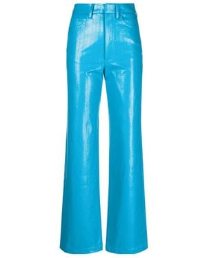 ROTATE BIRGER CHRISTENSEN High-Rise Coated Straight-Leg Trousers - Blue