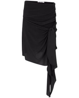 The Attico The Draped Midi Skirt - Black