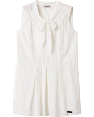 Miu Miu Slubbed Poplin Dress - White