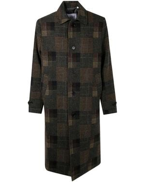Les Deux Checked Wool Coat - Black