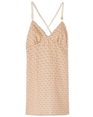 Palm Angels Printed Suspender Dress - Natural