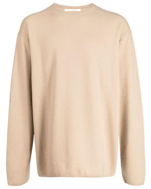 AURALEE Drop-Shoulder Crew-Neck Jumper - Natural