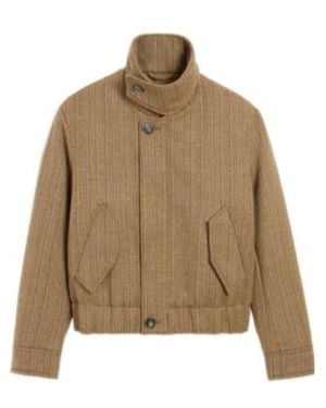 Ami Paris Herringbone Harrington Wool Jacket - Brown