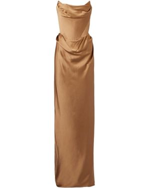 Vivienne Westwood Galaxyno Strapless Satin Corset Gown - Brown