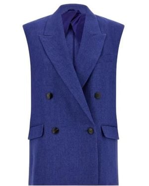 Max Mara Studio Aia Double-Breasted Gilet - Blue