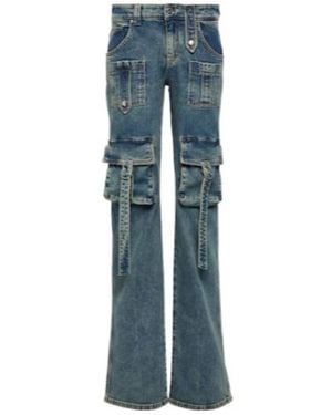 Blumarine Low-Rise Denim Cargo Pants - Blue