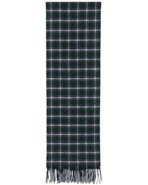 N°21 Tartan-Pattern Fringed Scarf - Blue