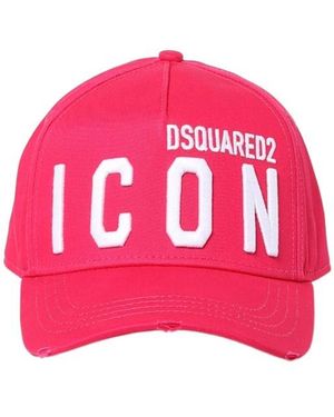 DSquared² Icon Logo Embroidered Distressed Baseball Cap - Pink
