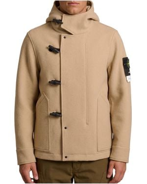 Stone Island Short Heavy Melton Coat - Natural