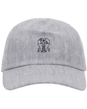 Brunello Cucinelli Embroidered Logo Cap - Gray
