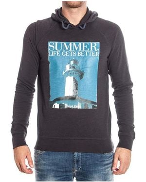 Armani Jeans Logo Hooded Jumper - Blue