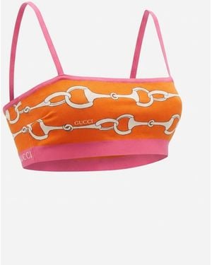 Gucci Horse Collar Buckle Stripe Printed Sling - Orange