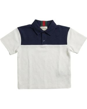Gucci Baby Cotton Polo Shirt With Web - Blue