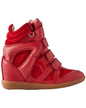Isabel Marant Suede Wedge Trainers - Red