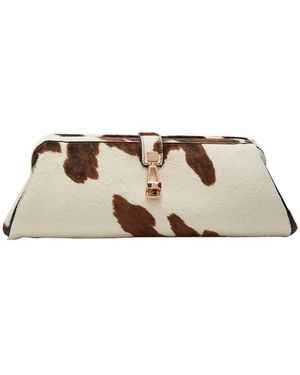 Gabriela Hearst Paola Cow-Print Calf-Hair Clutch - Natural