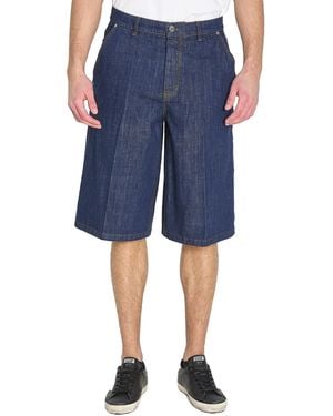 Ami Paris Pressed Crease Denim Bermuda Shorts - Blue