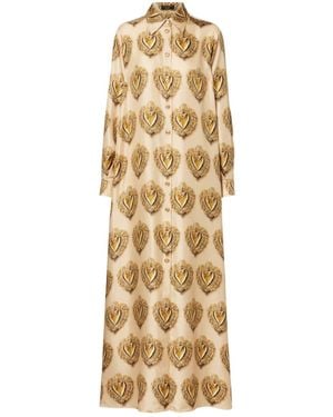 Dolce & Gabbana Printed Silk Shirt Dress - Metallic