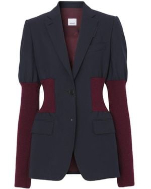 Burberry Wool-Panel Fitted Jacket - Blue