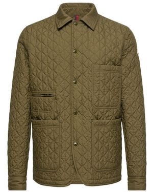 Moncler Theoline Diamond-Quilted Padded Mid-Length Jacket - Green