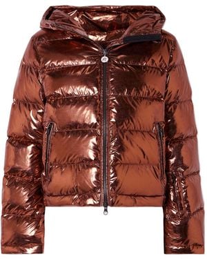 Perfect Moment Polar Flare Metallic Quilted Down Ski Jacket - Brown