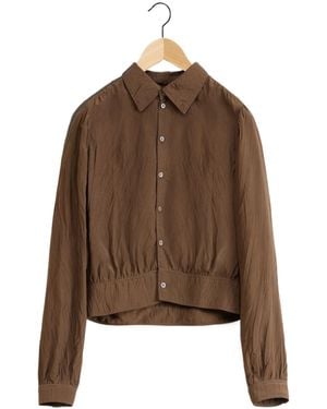 Lemaire Crease-Effect Gathered Blouse - Brown