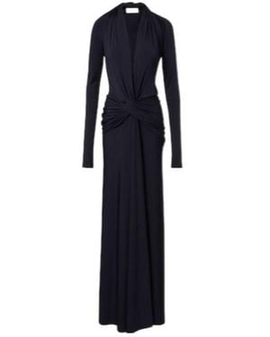 Victoria Beckham Gathered Jersey Gown - Blue