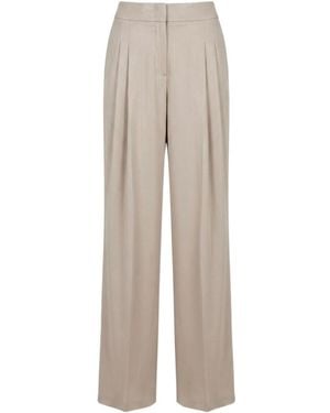 Peserico Pleated Straight-Leg Trousers - Natural