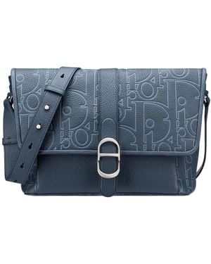 Dior Medium Daily Messenger Bag With Flap - Blue