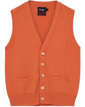 Drake's V-Neck Cardigan - Orange