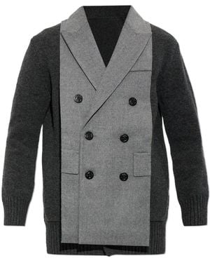 Sacai Double-Breasted Panel Cardigan - Grey