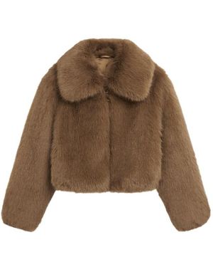 Frankie Shop Hope Cropped Faux Fur Jacket - Brown