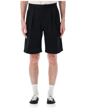 Nanamica Pleated Wide-Leg Shorts - Black